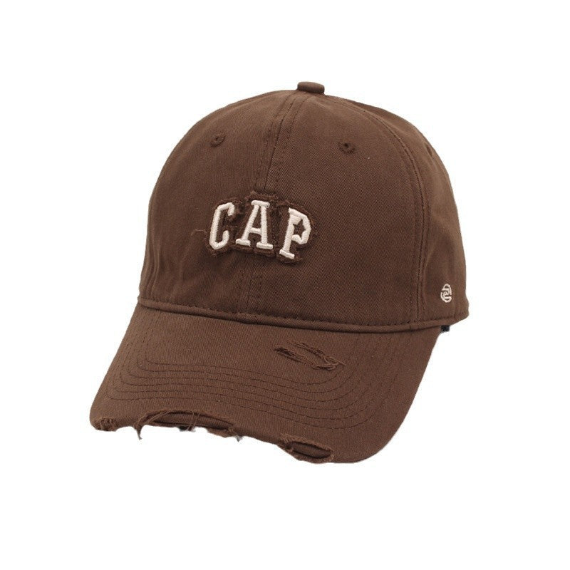 Women's Distressed Cotton Baseball Cap Bowlift
