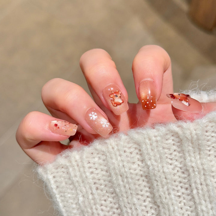 Elegant Foil and Floral Press-On Nail Set Bowlift