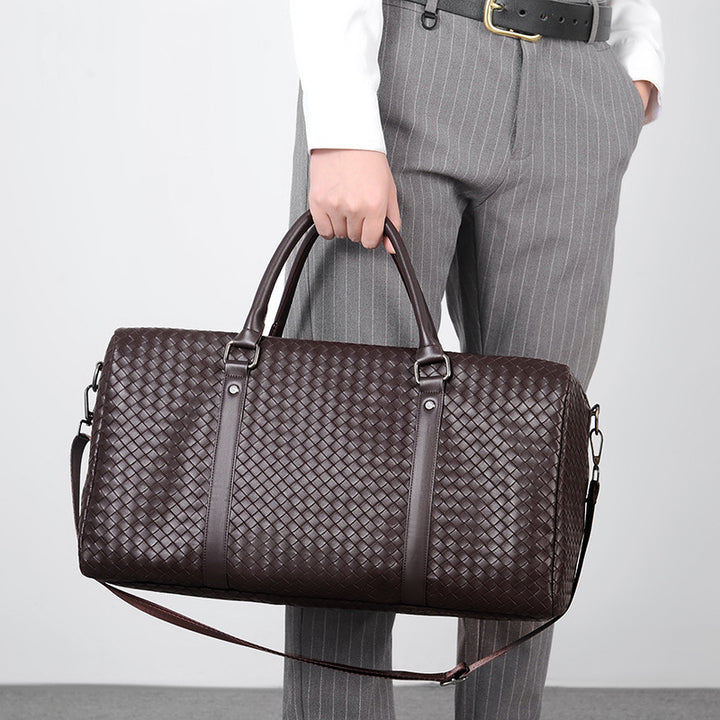 Elegant Braided Leather Duffel Bag Bowlift