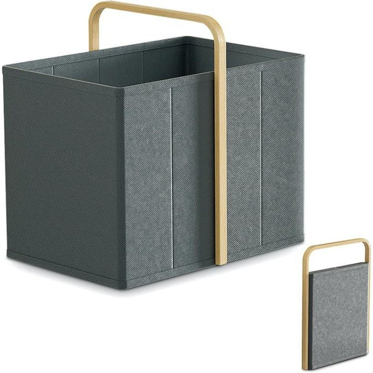 Modern laundry basket with wooden handle Bowlift