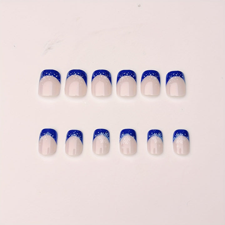 Glittering artificial nails in winter snowflake design Bowlift
