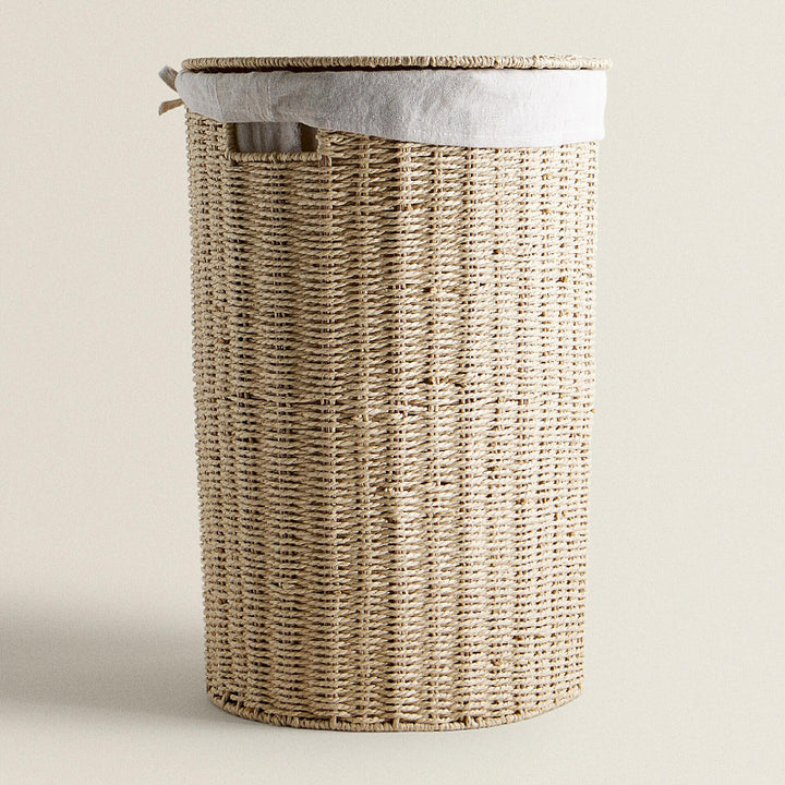 Round laundry basket made of natural materials Bowlift