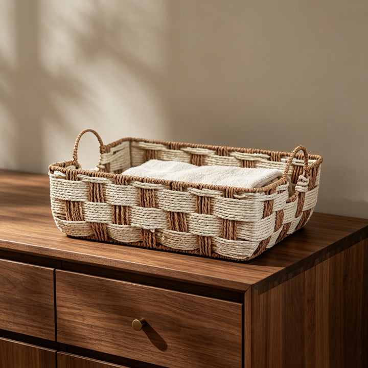 Storage basket made of woven material Bowlift
