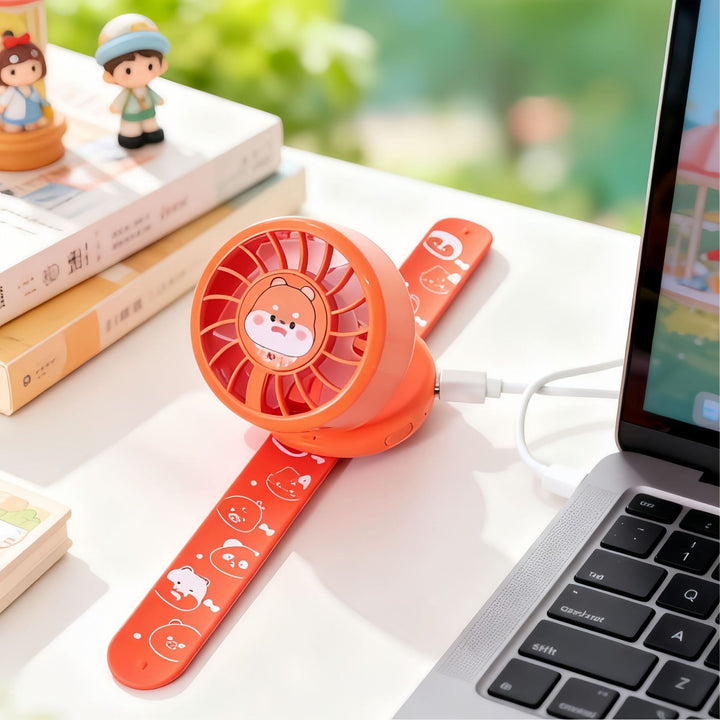 Women's Portable Hand Fan with Cute Animal Design and USB Charging Function Bowlift