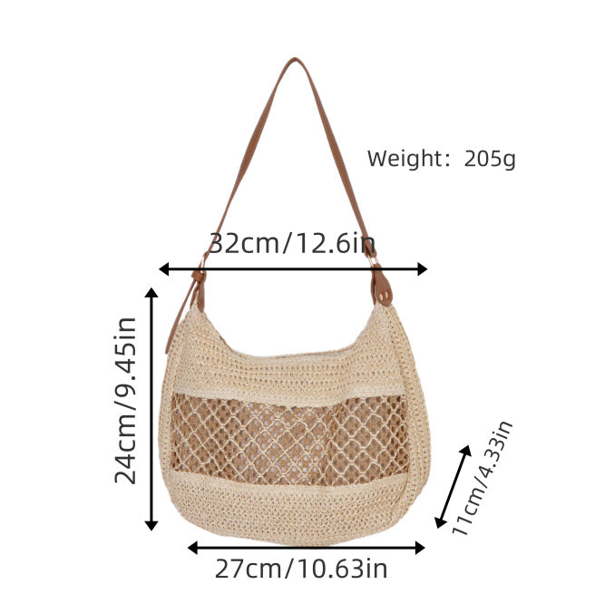 Elegant mesh shoulder bag with leather accents Bowlift
