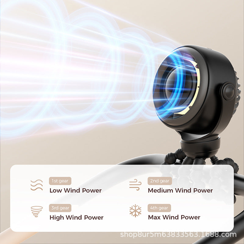 Unisex nan flexible clamp fan with bendable stand arms and LED night light Bowlift