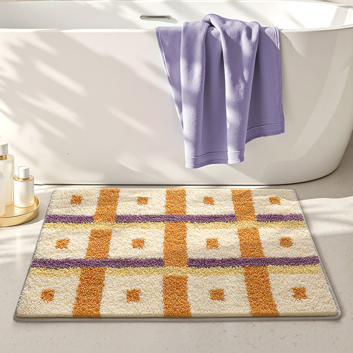 Plush Striped Bath Mat Bowlift