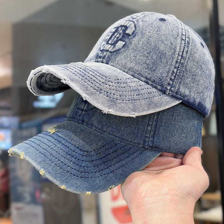 Men's Distressed Denim Baseball Cap Bowlift 1784188308