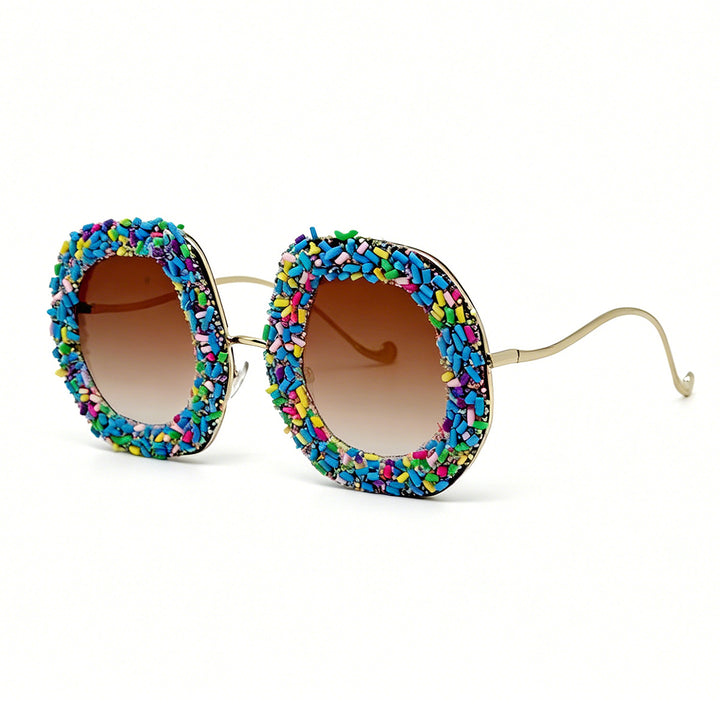 Ladies creative designer sunglasses with colorful jewelry frame Bowlift