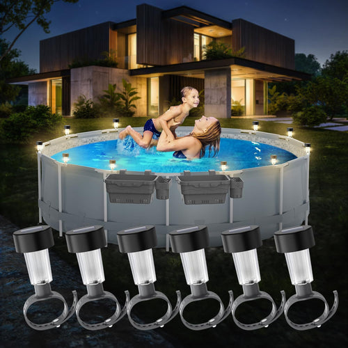 Solar-Powered LED Clip-On Above-Ground Pool Rim Lights With Waterproof Durable Mounting Bowlift