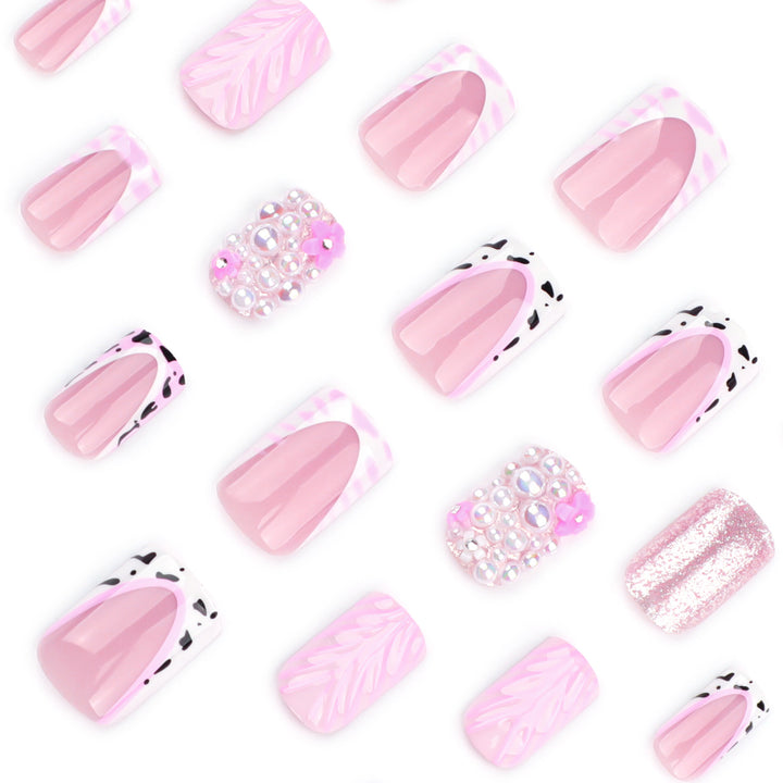 Artful nail extensions with mother-of-pearl effects and delicate design Bowlift