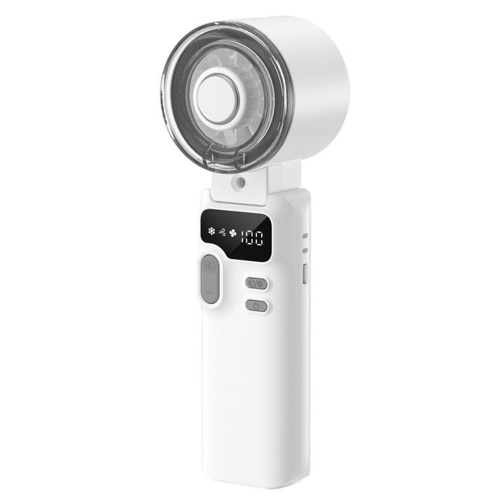 Cooling rechargeable handheld digital display misting mini fan with adjustable tilt and USB-C charging Bowlift