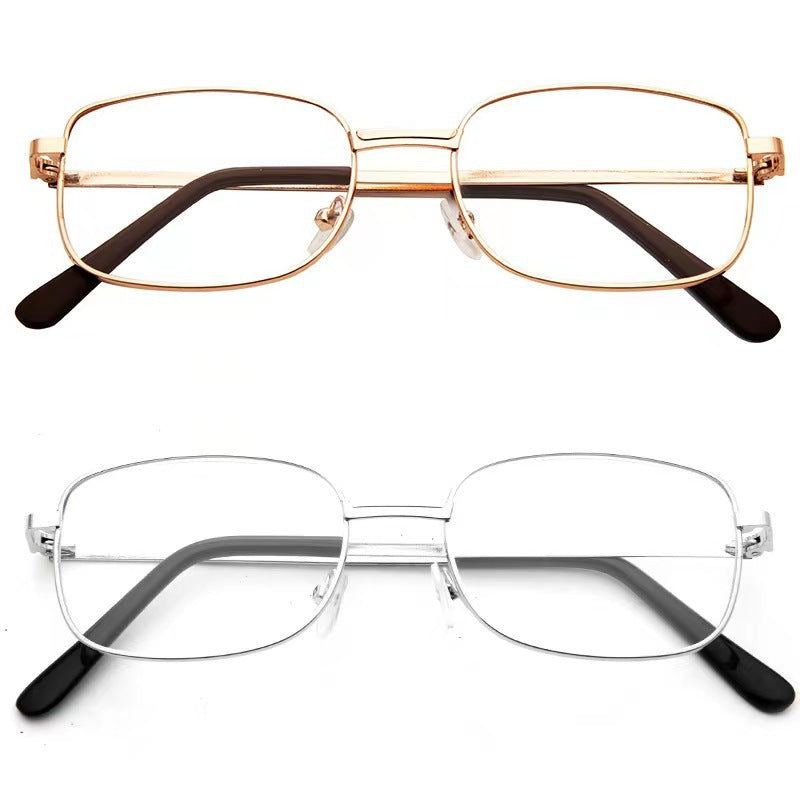 Slim rectangular metal eyeglass frames with adjustable nose pads Bowlift