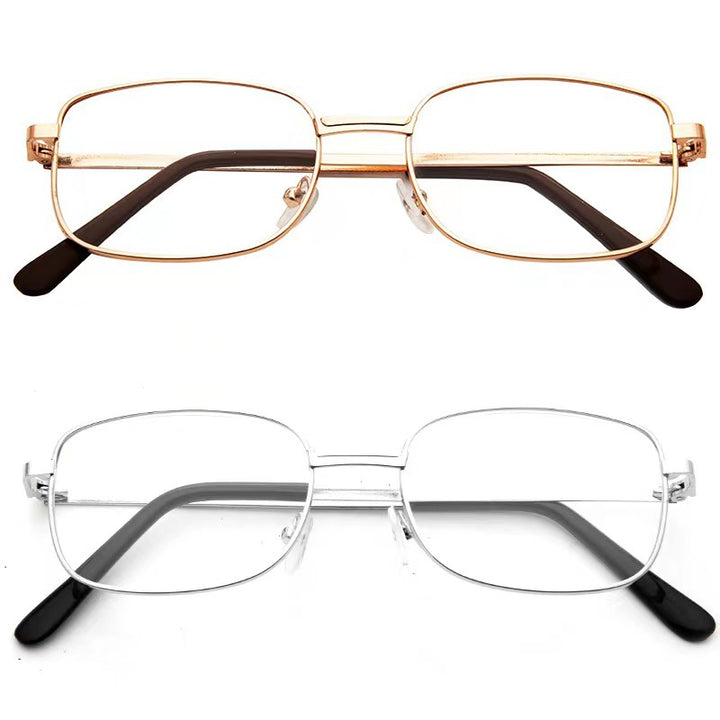 Slim rectangular metal eyeglass frames with adjustable nose pads Bowlift