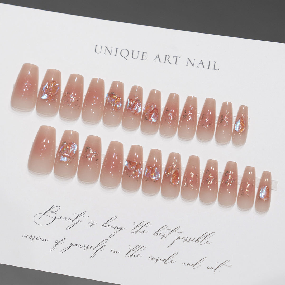 Artistic Press-On Nail Tips with Floral Design Bowlift