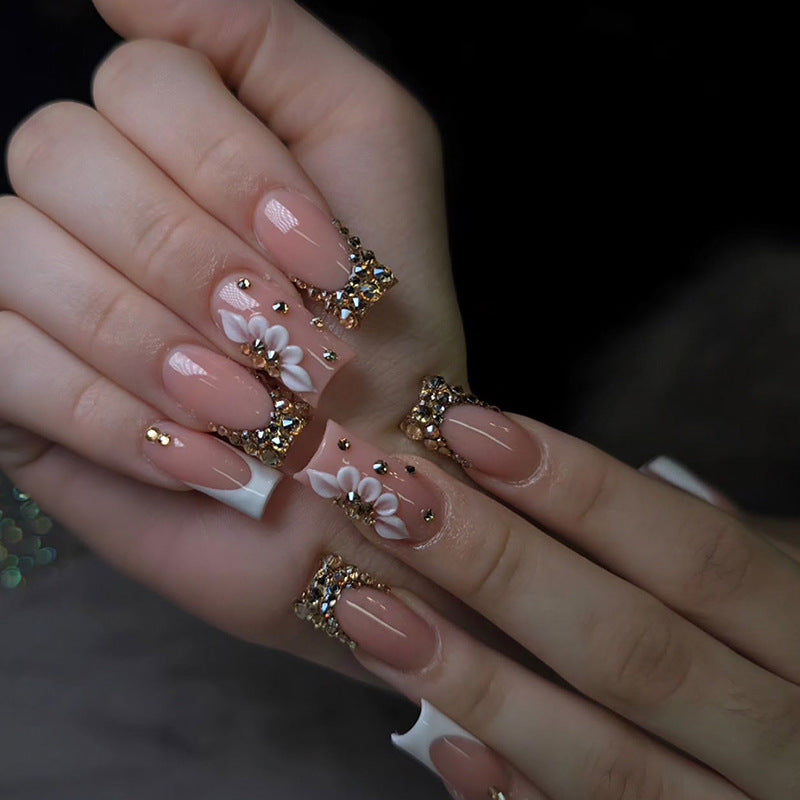 Luxurious Rhinestone Embellished Nail Extensions Bowlift