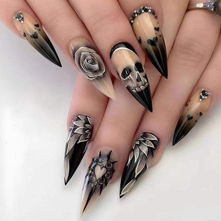 Gothic-Themed 3D Nail Art Extensions Bowlift