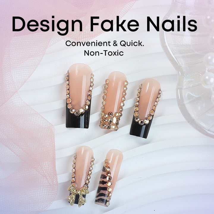 Acrylic nail set with glamorous 3D bows and radiant rhinestone decorations Bowlift