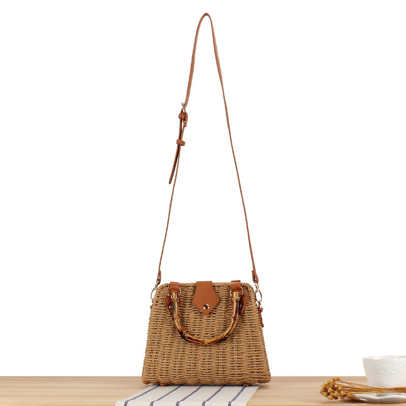 Handbag with Modern Woven Design and Adjustable Shoulder Strap Bowlift