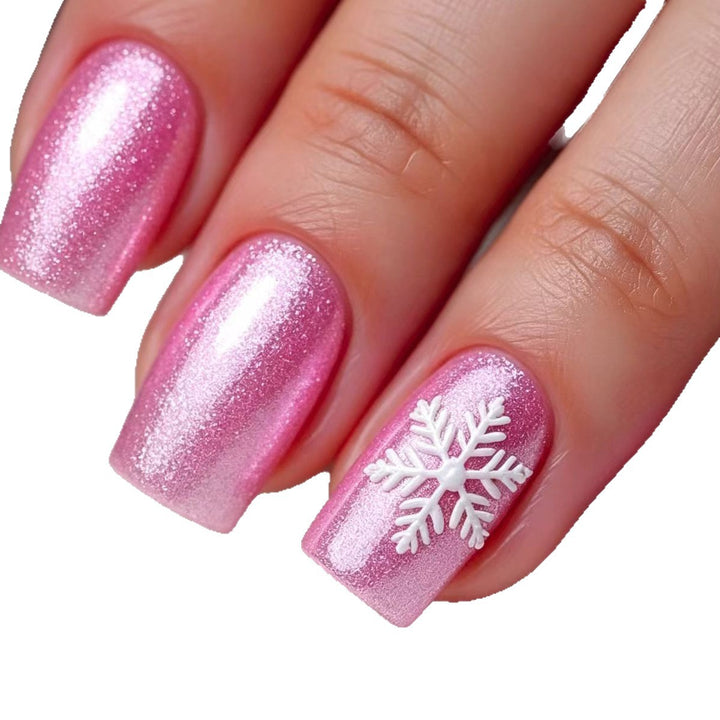 Snowflake Design Acrylic Nail Art Bowlift