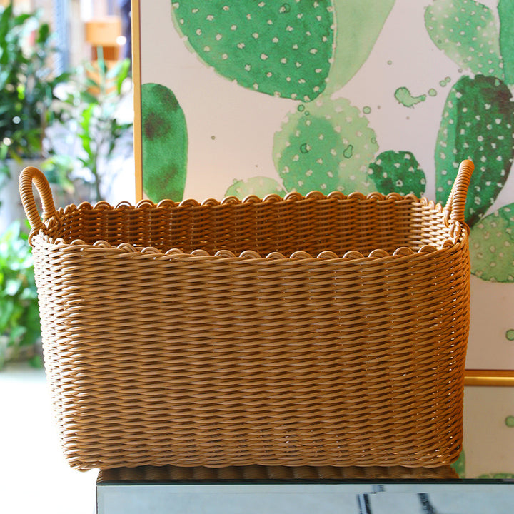 Unisex Braided Storage Basket with Practical Handle Bowlift