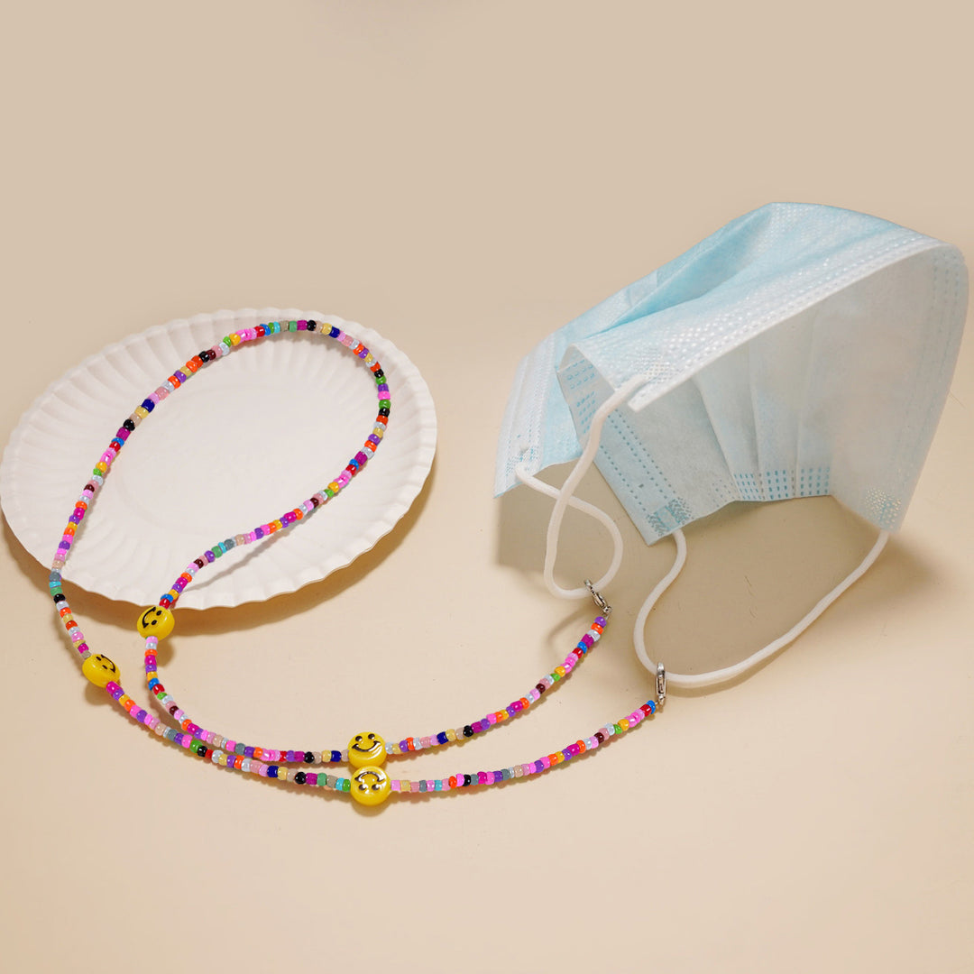Decorative Smile Beaded Eyewear Chain Bowlift