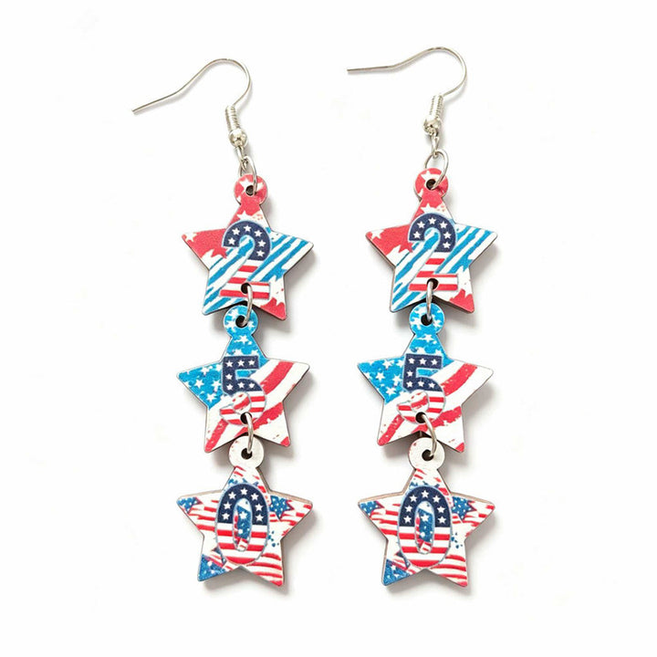 Women's nan patriotic triple-charm dangly novelty earrings with cowboy hat heart bow Bowlift