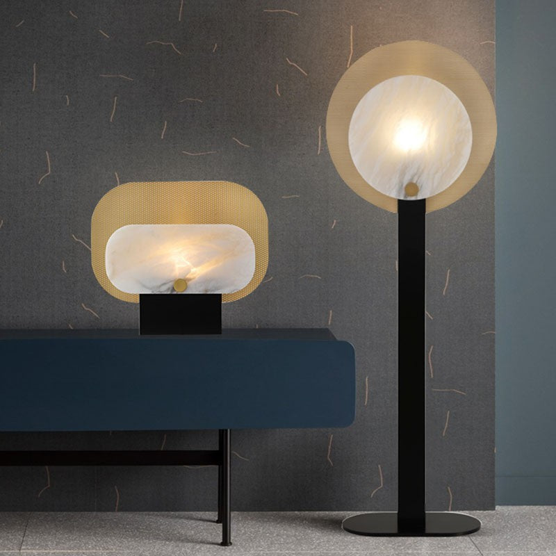 Contemporary Marble and Metal Table Lamp