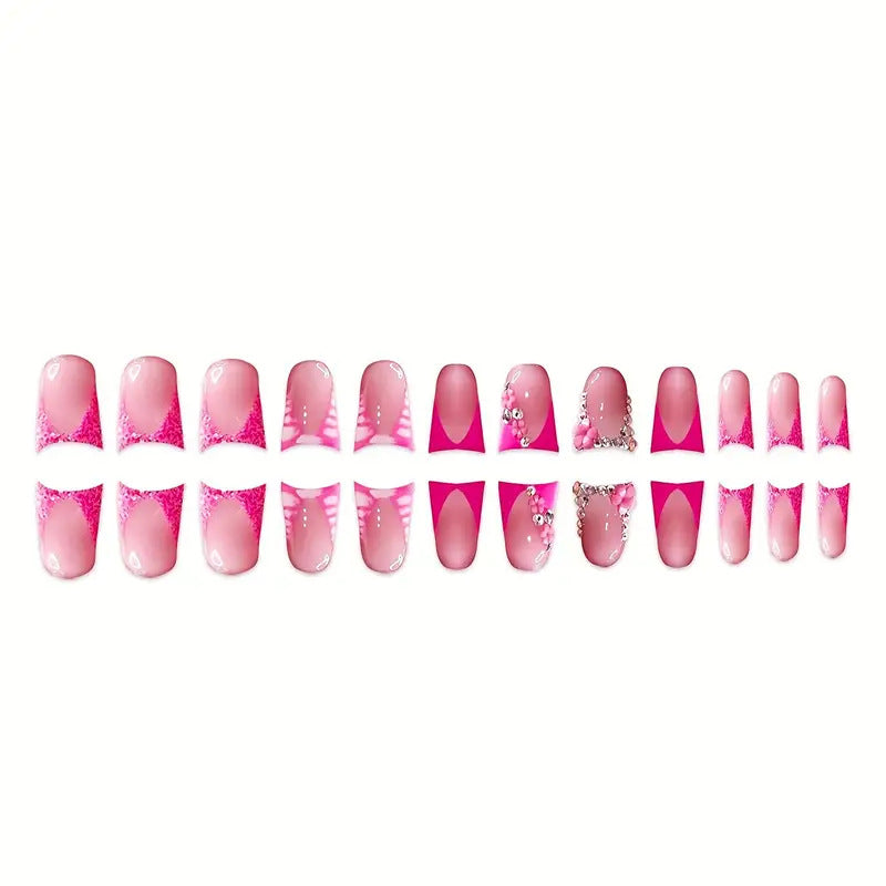 Glamorous Nail Art Set with Floral and Rhinestone Accents Bowlift