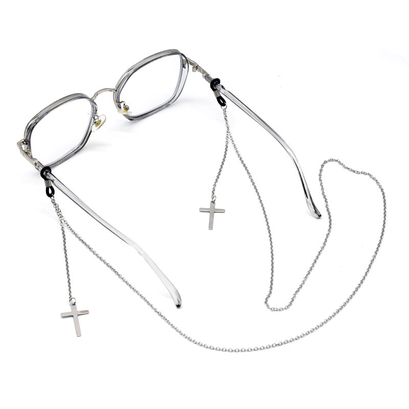 Trendy Metal Cross Eyewear Chain Bowlift