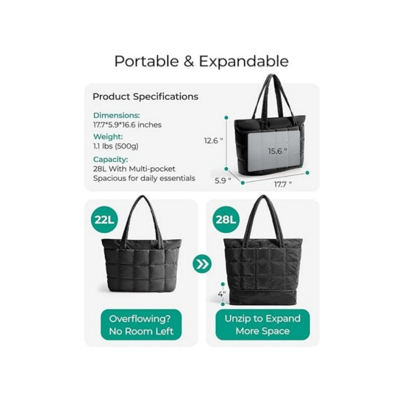 Practical Tote Bag with Quilted Design Bowlift
