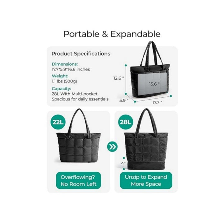 Practical Tote Bag with Quilted Design Bowlift