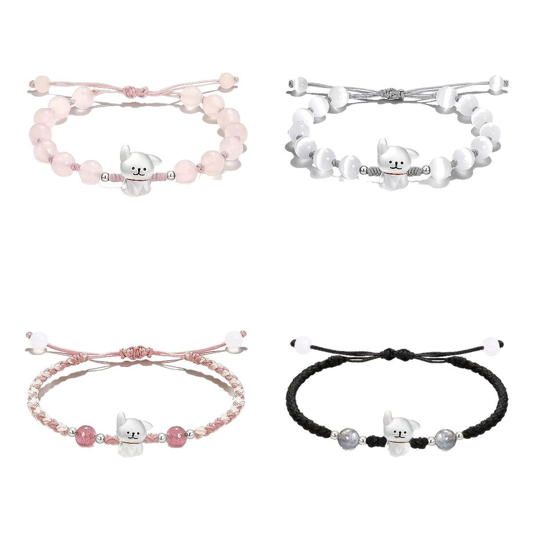 Playful Dog Charm Beaded Bracelet Bowlift