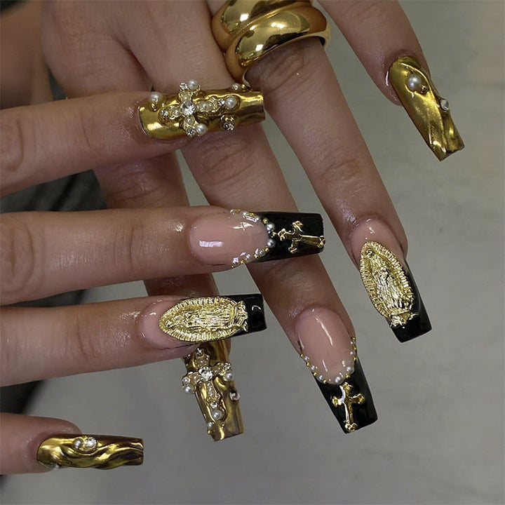 Acrylic nail set with elegant accents and stylish decorations Bowlift