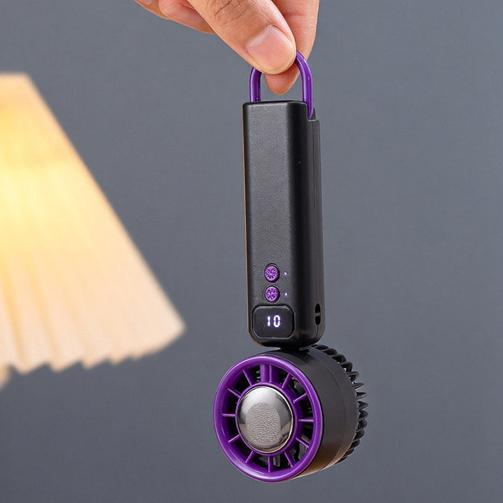 Cooling compact rechargeable handheld mini fan with digital speed indicator detachable lanyard foldable head Bowlift