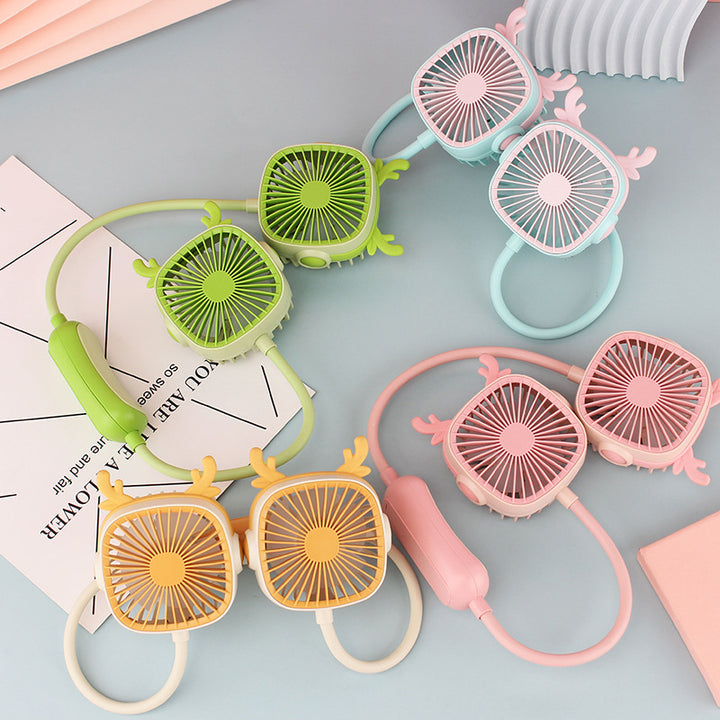 Ladies wearable neck fan with dual design Bowlift