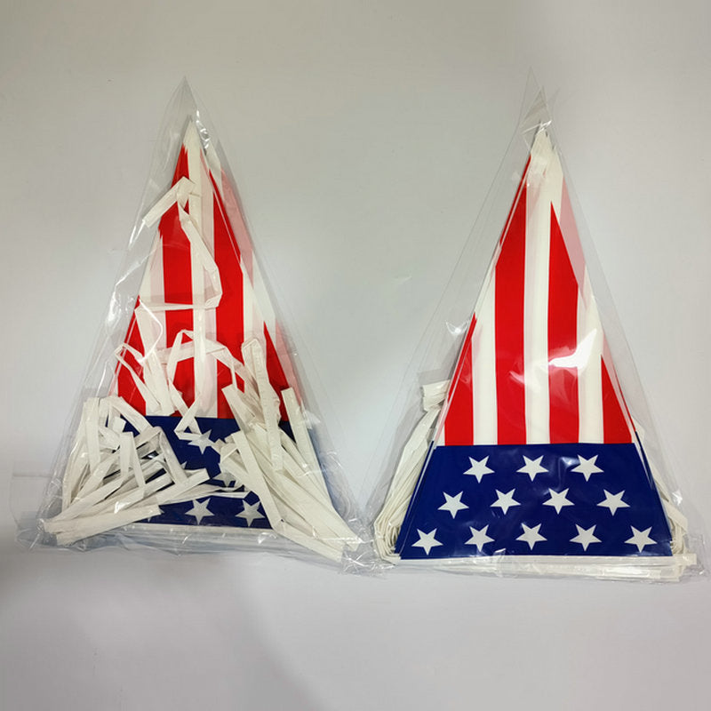 Independence Day outdoor patriotic triangle pennant bunting garland with reinforced tie tape Bowlift