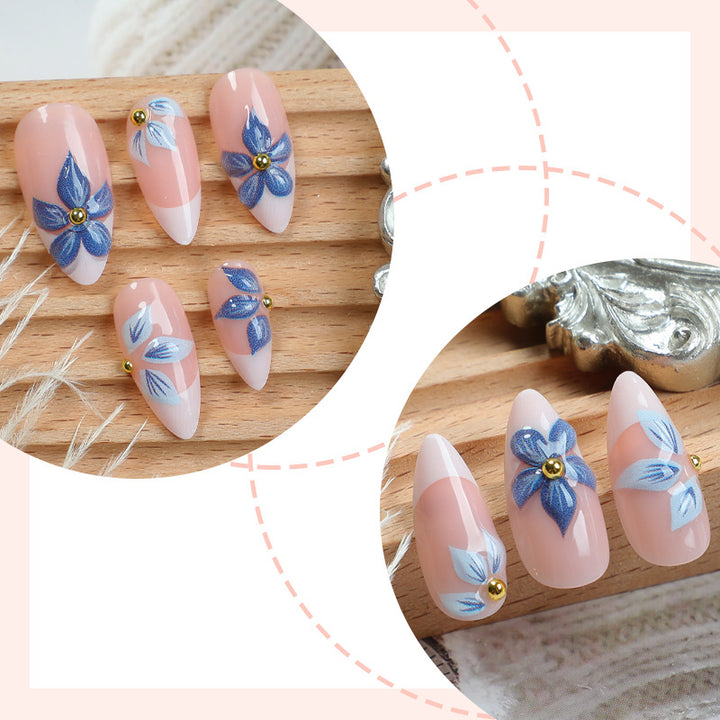 Press-On Nail Set with Floral Embellishments Bowlift