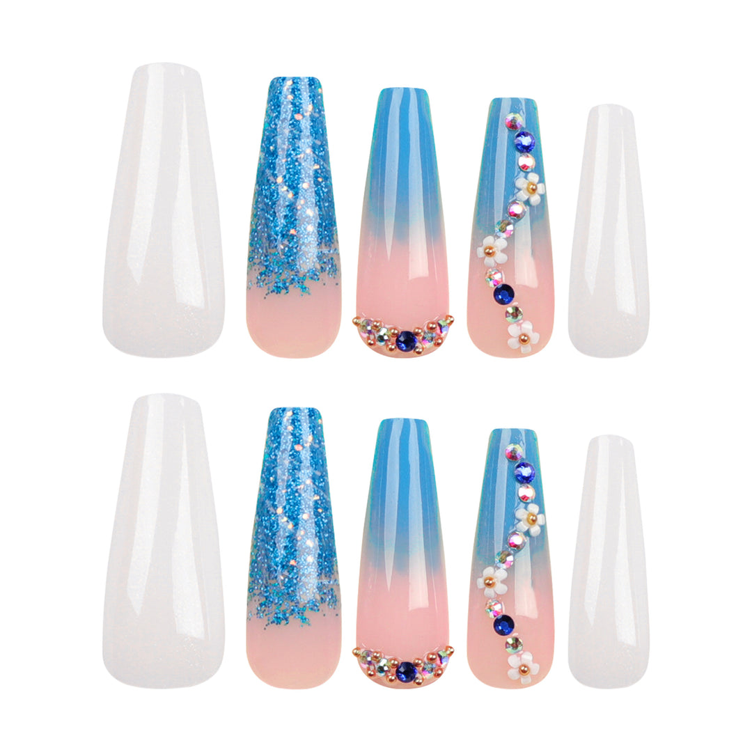 Artful nail extensions with floral ombre design Bowlift