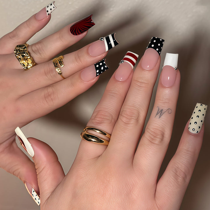 Decorative French Tip Nail Art Extensions Bowlift
