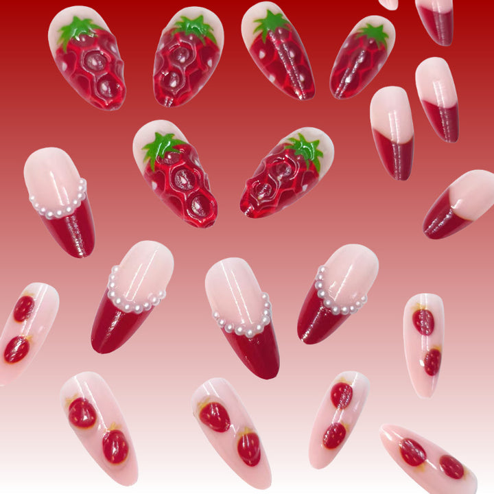 Artistic Nail Tips with Strawberry Design Bowlift