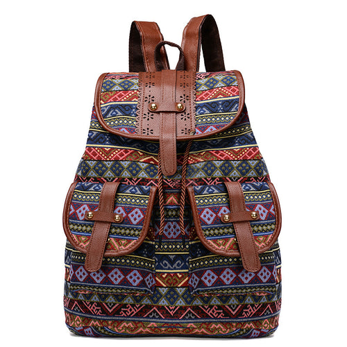 Bohemian Ethnic Print Backpack Bowlift