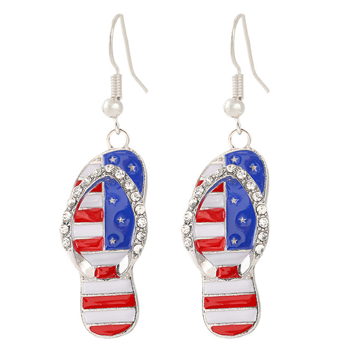 Women's nan patriotic horseshoe enamel dangle earrings with star-accented design and fishhook findings Bowlift