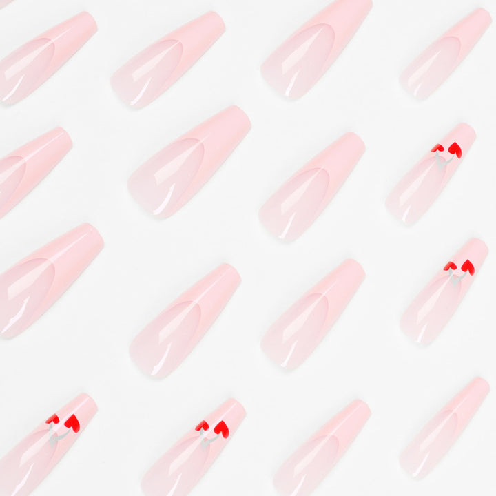 Artful long nails in cherry design Bowlift