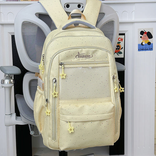 Star-Embellished Multi-Pocket School Backpack