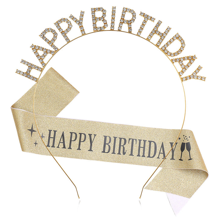 Ladies Glitter Headband with "Happy Birthday" Inscription Bowlift