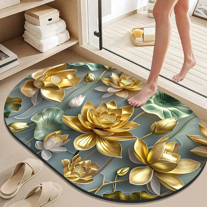 Elegant Lotus Flower Bath Mat Bowlift