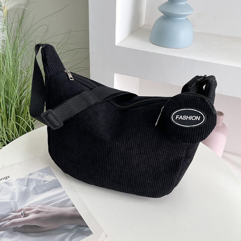 Casual Corduroy Crossbody Bag Bowlift