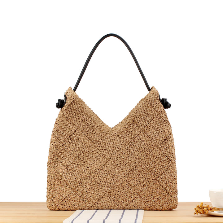 Handbag with Modern Geometric Knit Pattern Bowlift