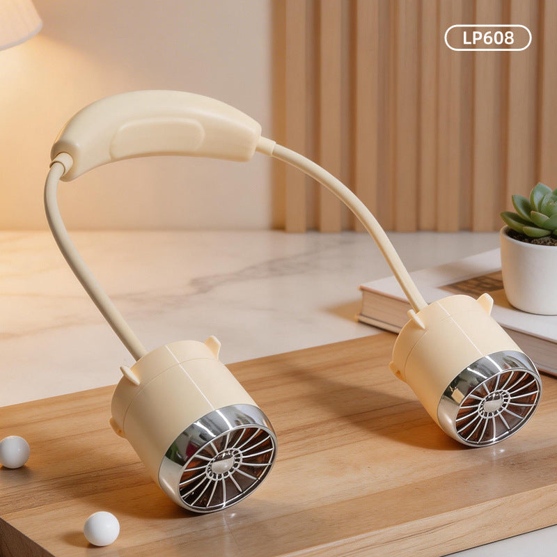Ladies Wearable Neck Fan with Flexibly Adjustable Fan Heads Bowlift